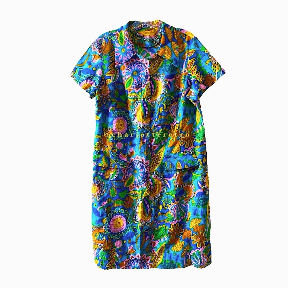 vtg Paisley Acid Trip House Dress